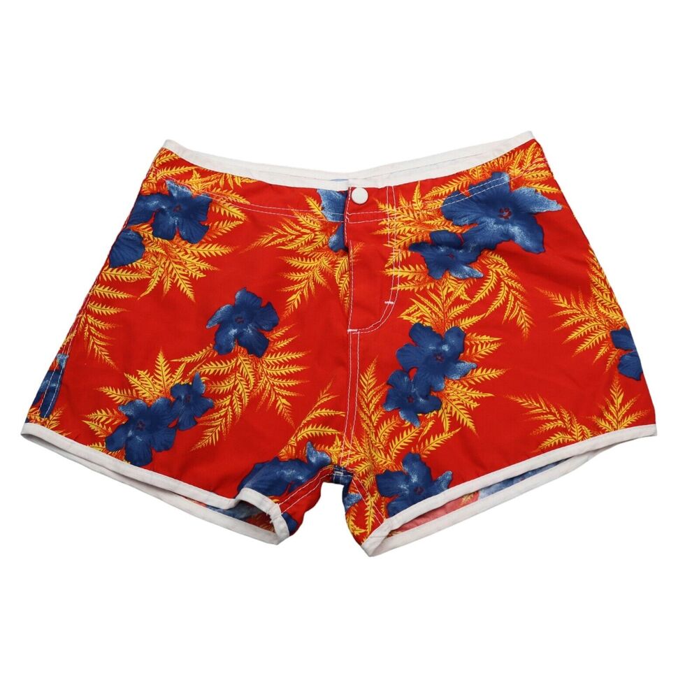 Dizzy Shorts Womens L Multicolor High Rise Button Zip Floral Print Swimwear